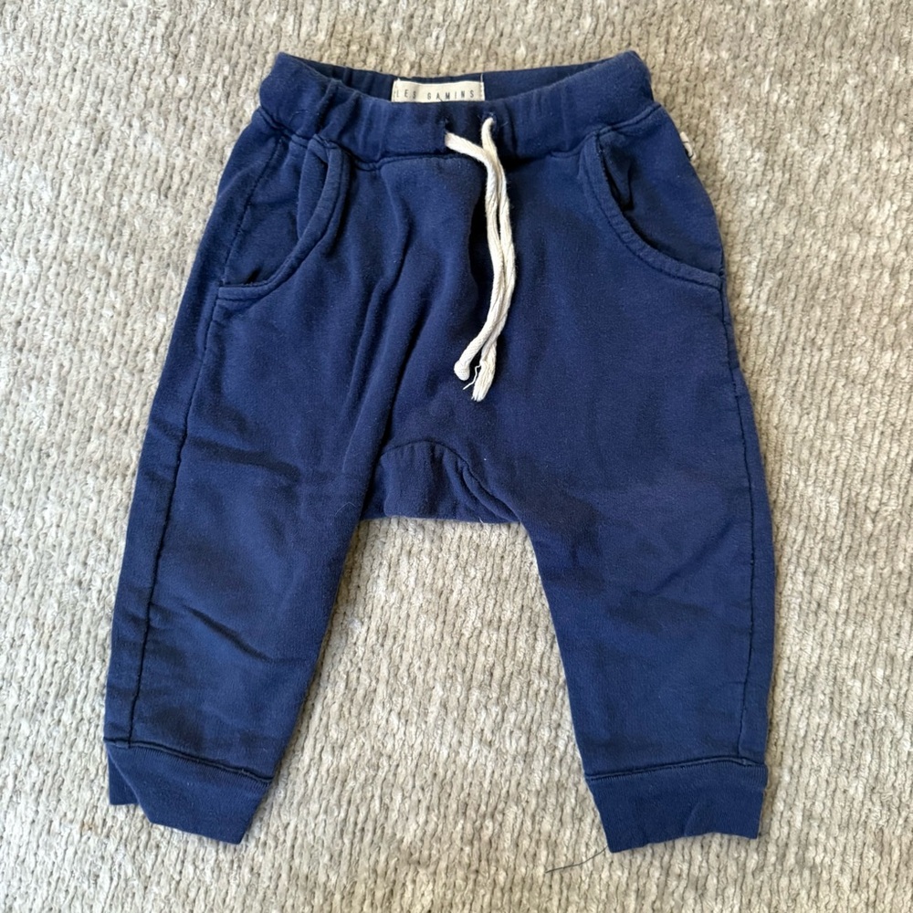 Les Gamins Navy Cotton Baby Joggers 6–12M‎ Made in USA Minimalist Style